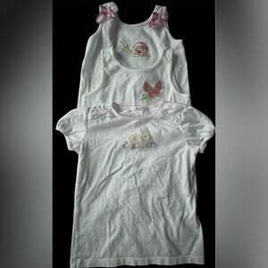 Janie And Jack Lot 3 Shirts 100% Cotton Snail Butterfly Bunny Rabbit Ribbon Sz 6